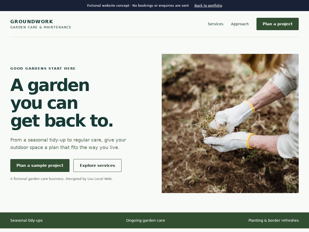 Groundwork garden care website design